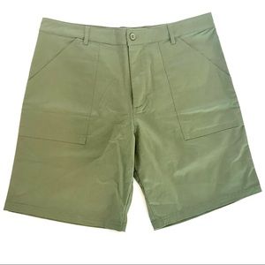 Parallel X League Men’s Army Green Flat Front Shorts Size 34 (Measures 36”) EUC